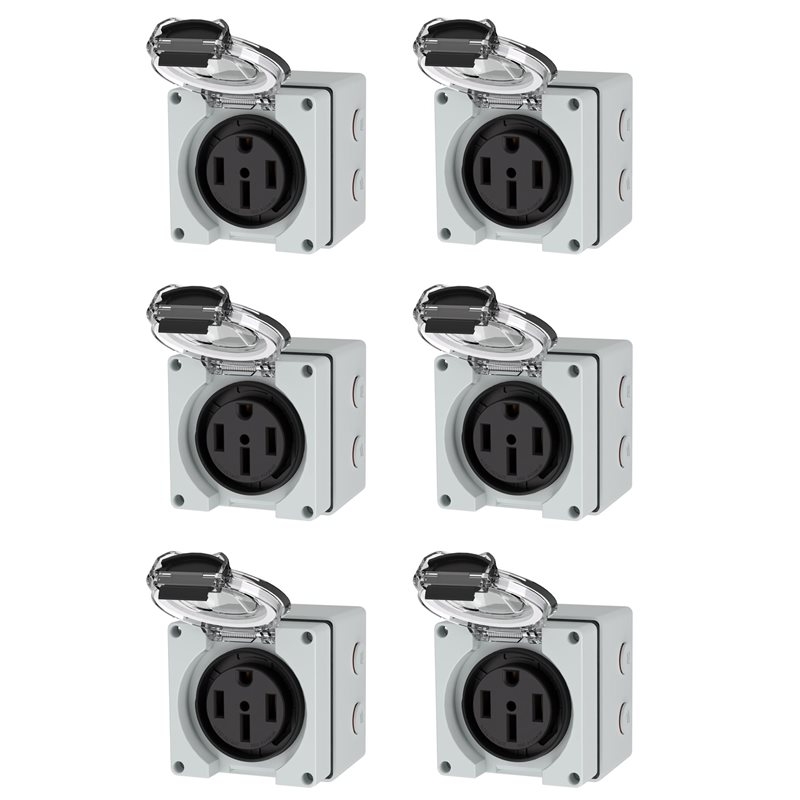 Outdoor Power Receptacle Box - ABLK 6X 50Amp Power Outlet Box,125/250Volt