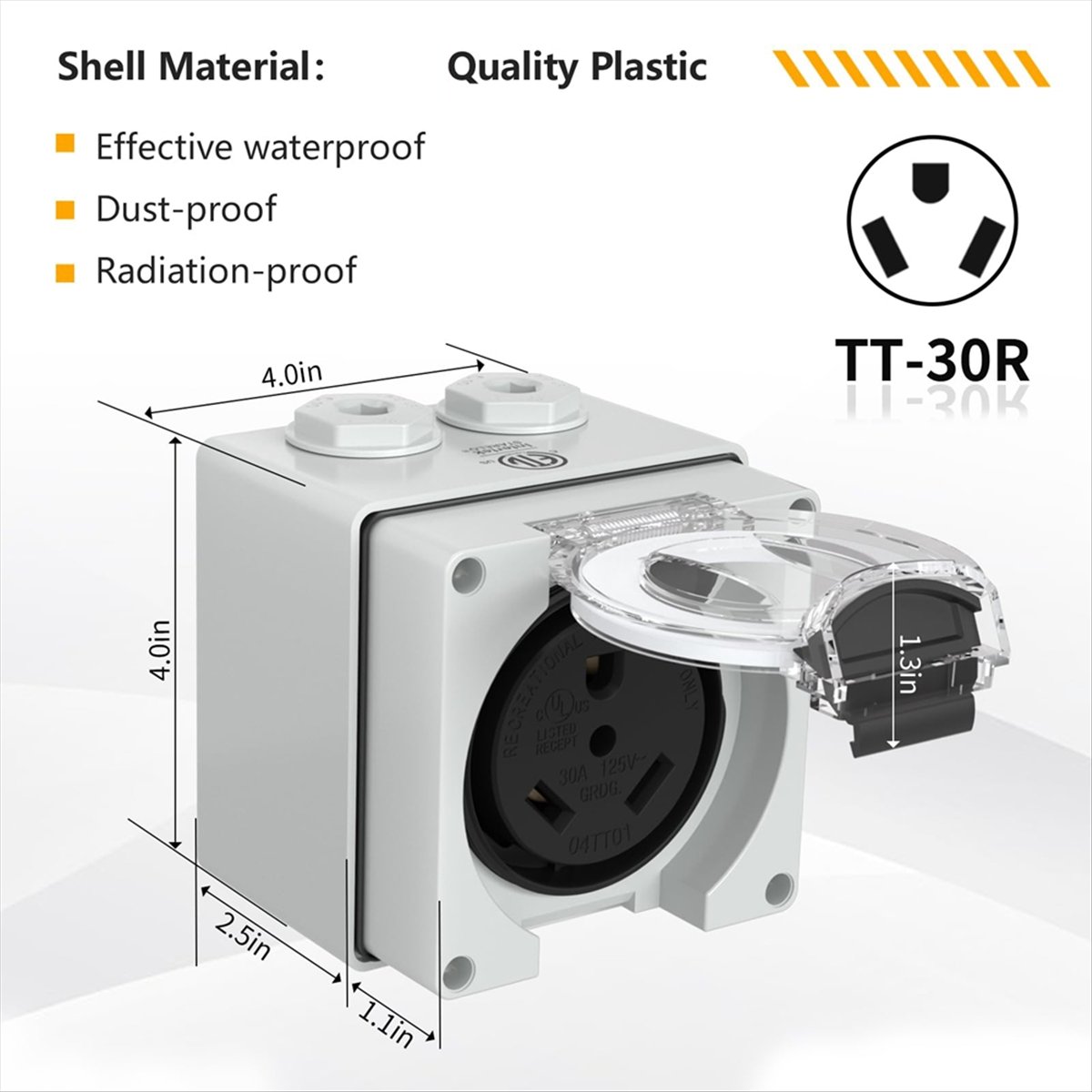 Outdoor Power Receptacle Box - HHTL 30Amp Power Outlet Box,125Volt NEMA