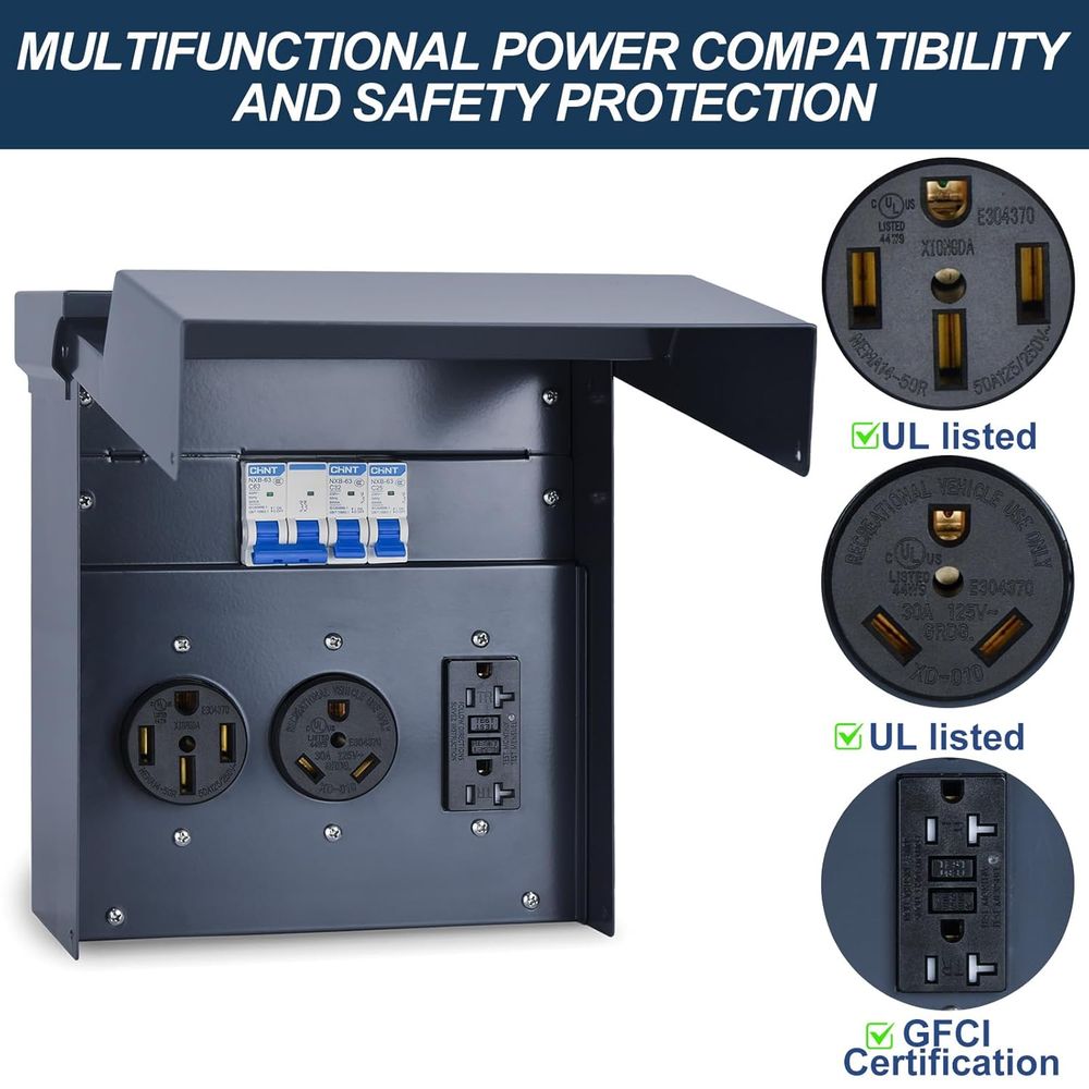 RV Electrical Panel with Break - Outdoor Power Receptacle Box review and price